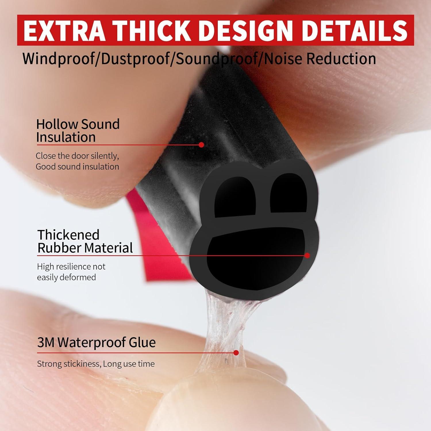 Sello de Puerta de Goma Fingwerk 6.1m Autoadhesivo Negro