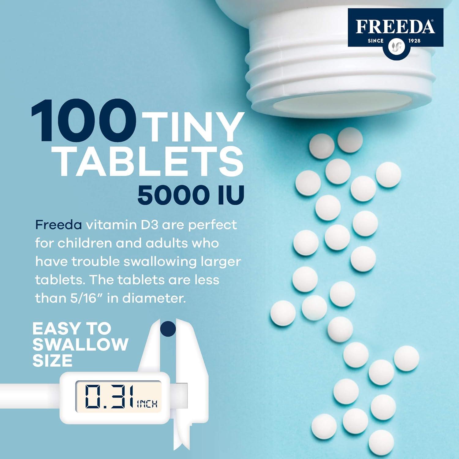 Vitamina D3 5000 UI Freeda - 100 Tabletas para Salud Ósea