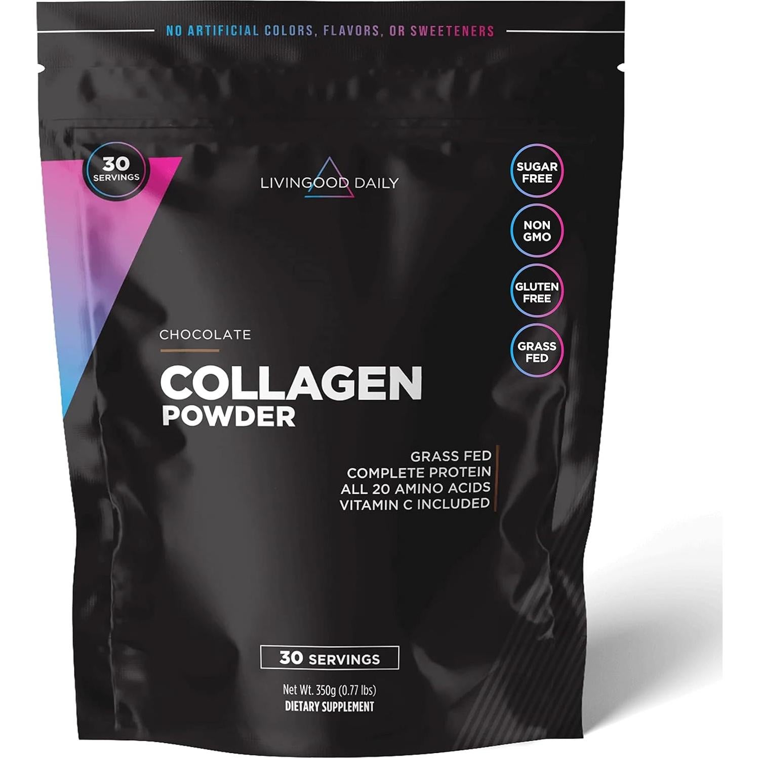 Polvo de colágeno chocolate Livingood Daily 348.7g con Vitamina C