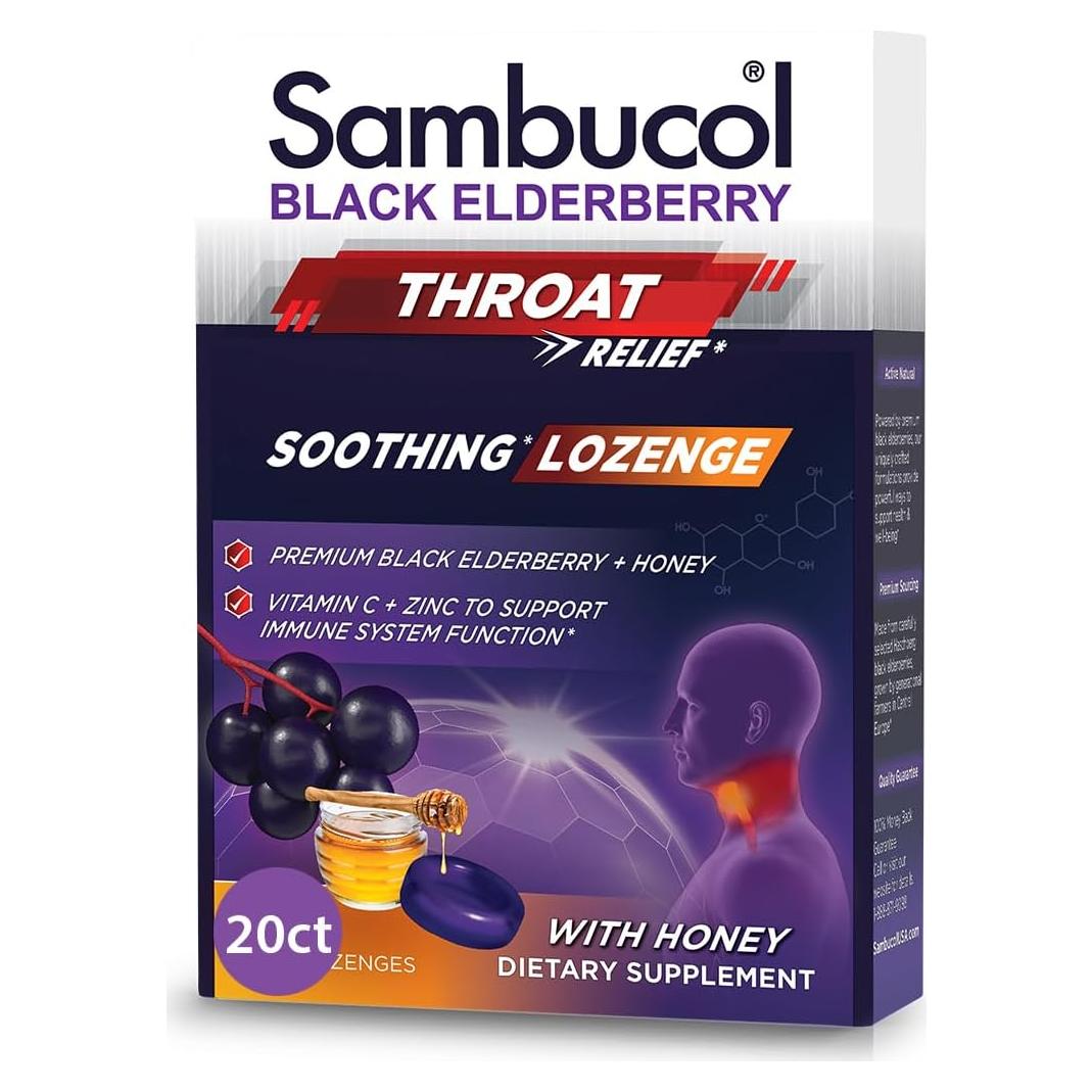 Caramelos de Saúco Negro Sambucol - Alivio de Garganta 20 Unidades