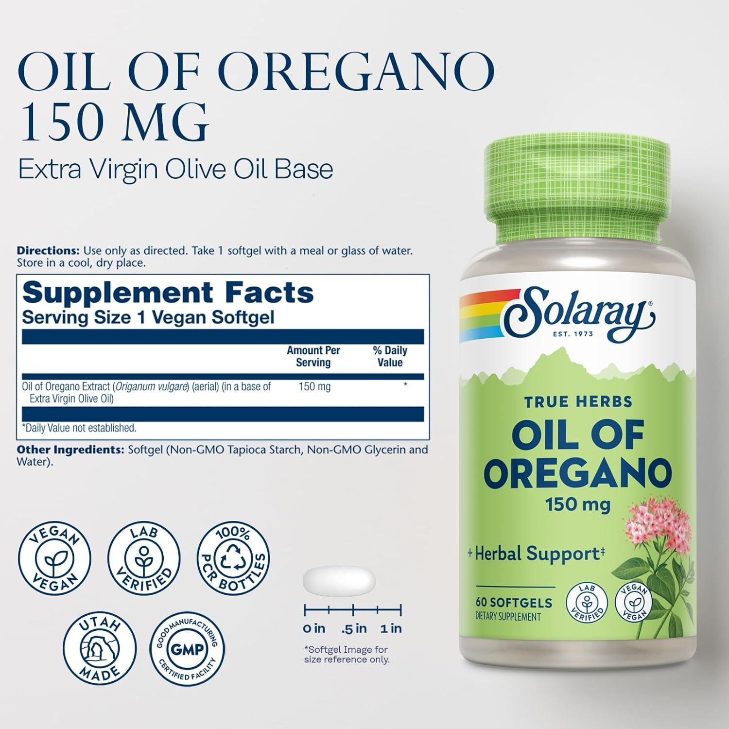 Aceite de Orégano Solaray 150 mg - 60 Cápsulas Blandas Veganas