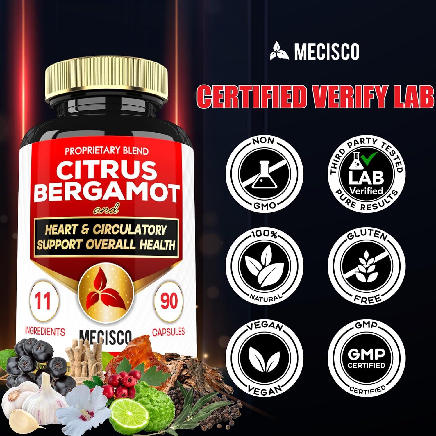 Suplemento de Bergamota Cítrica 1000mg Mecisco - 90 Cápsulas
