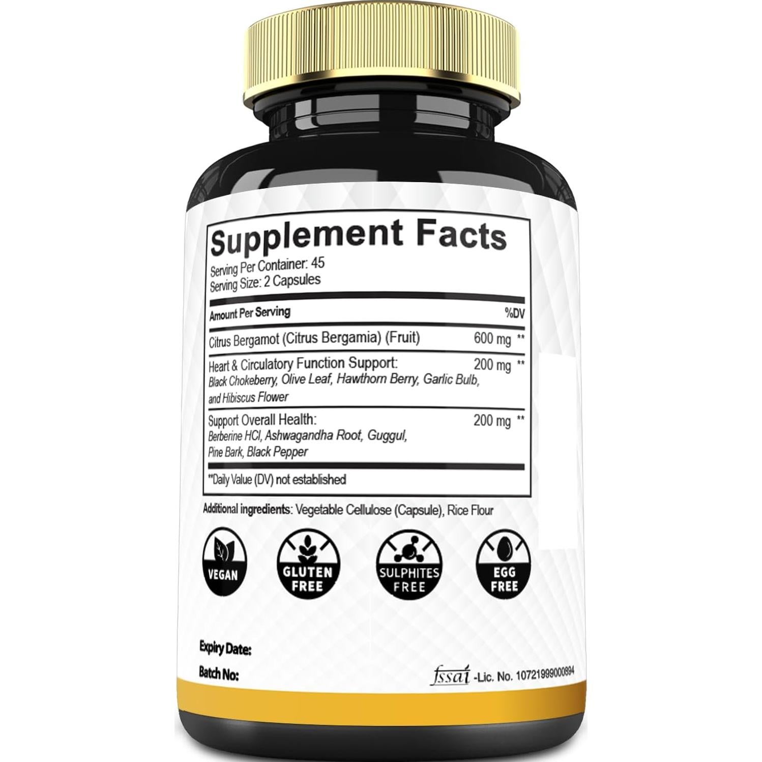 Suplemento de Bergamota Cítrica 1000mg Mecisco - 90 Cápsulas