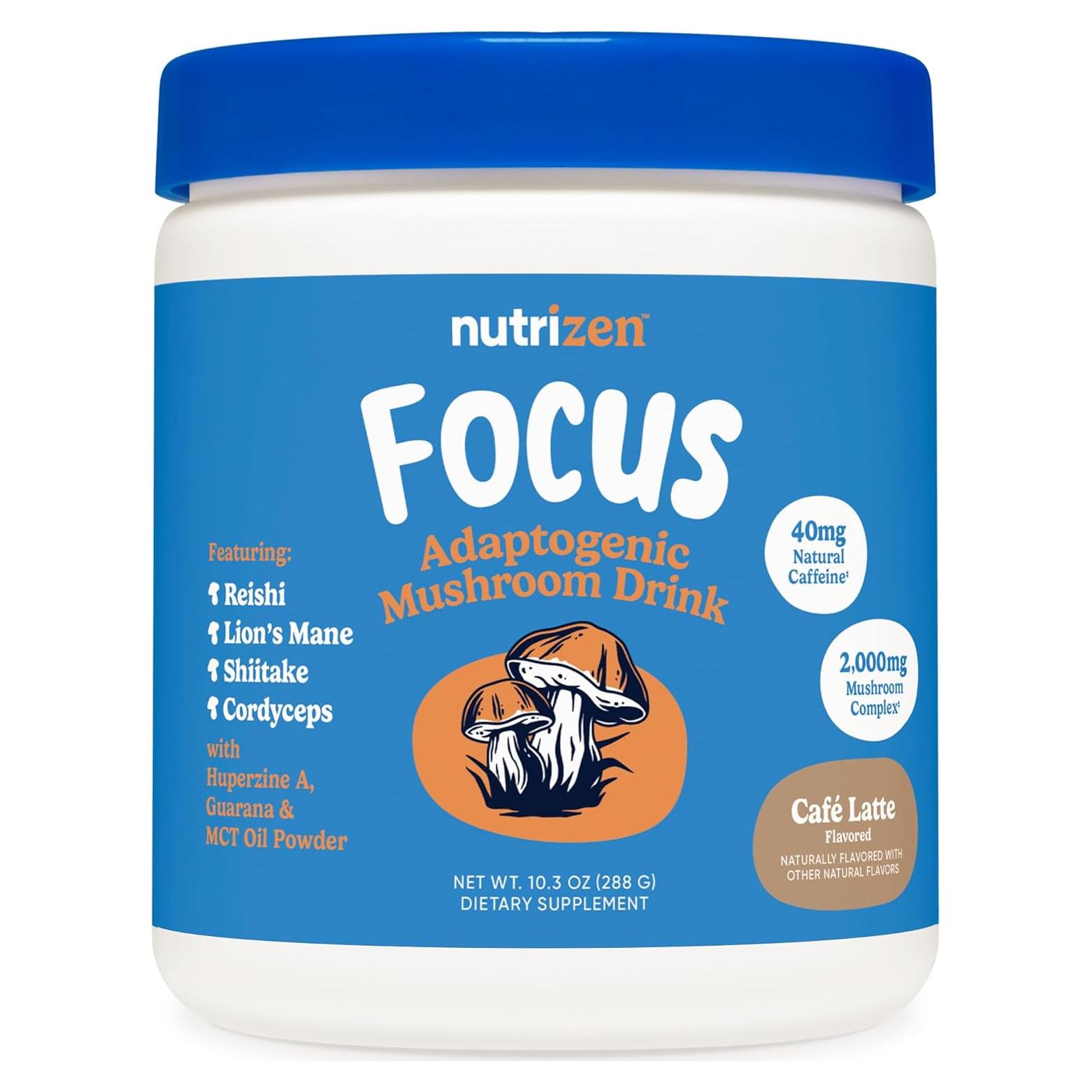 Bebida de Hongos Adaptógenos Nutrizen AM Focus Café Latte 30 Porciones