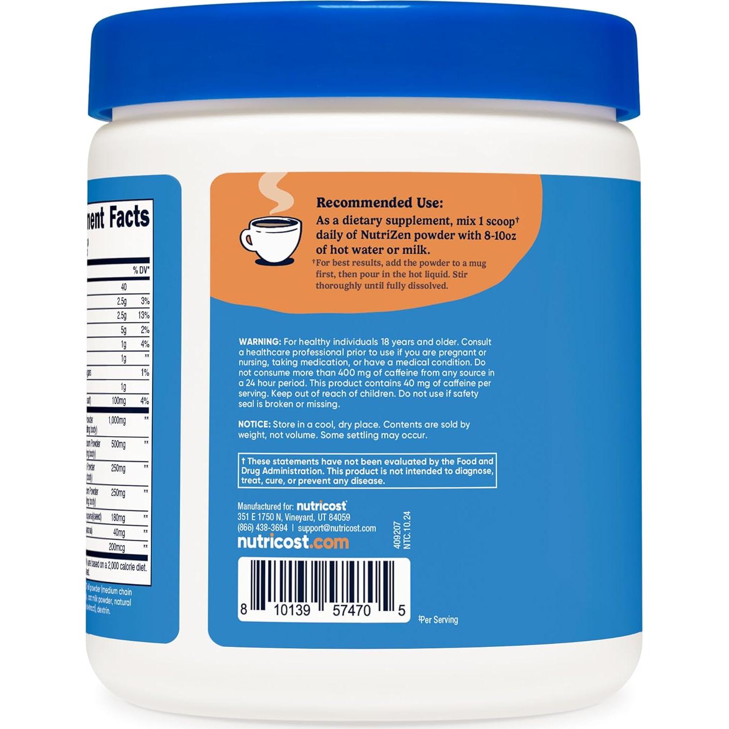 Bebida de Hongos Adaptógenos Nutrizen AM Focus Café Latte 30 Porciones