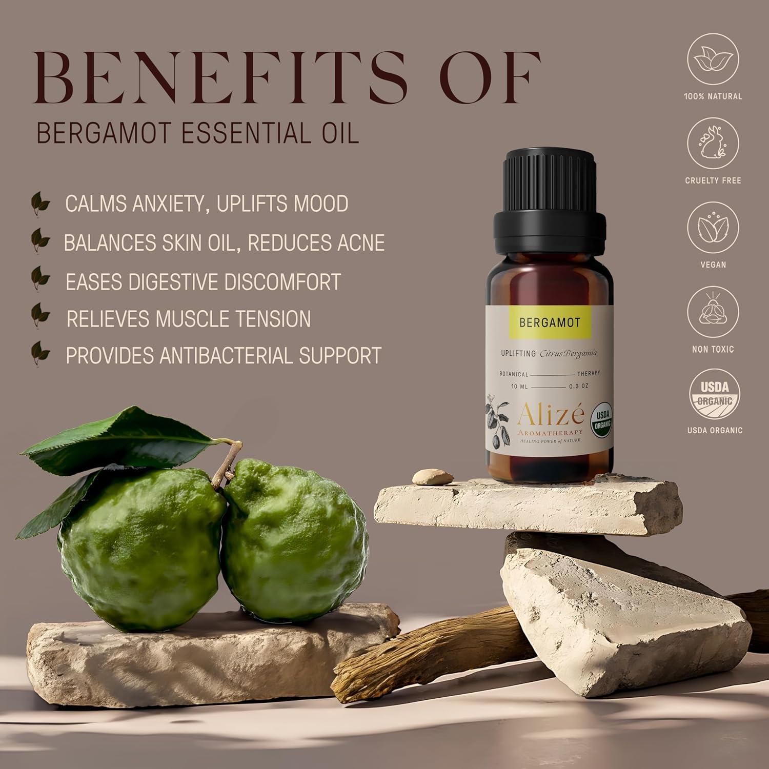 Aceite Esencial de Bergamota Alizé 10ml Orgánico 100% Puro