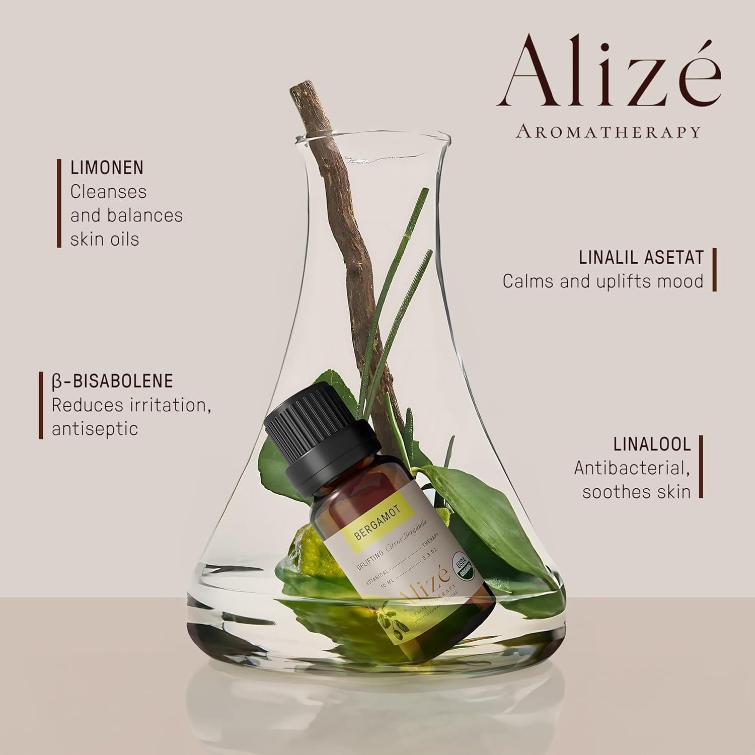 Aceite Esencial de Bergamota Alizé 10ml Orgánico 100% Puro