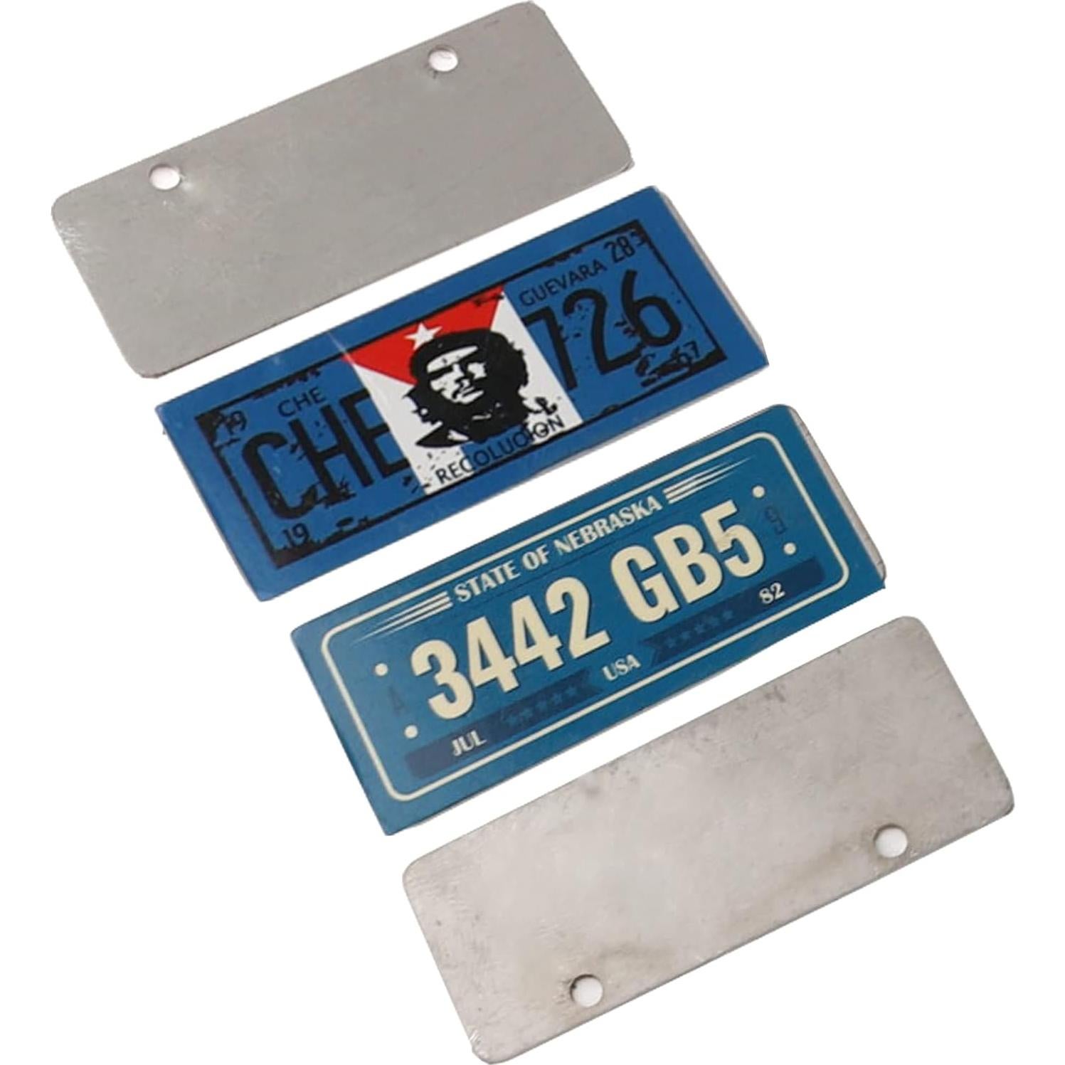 Kit de Placas de Licencia RC HIRCQOO 4 Piezas Metal 1/10