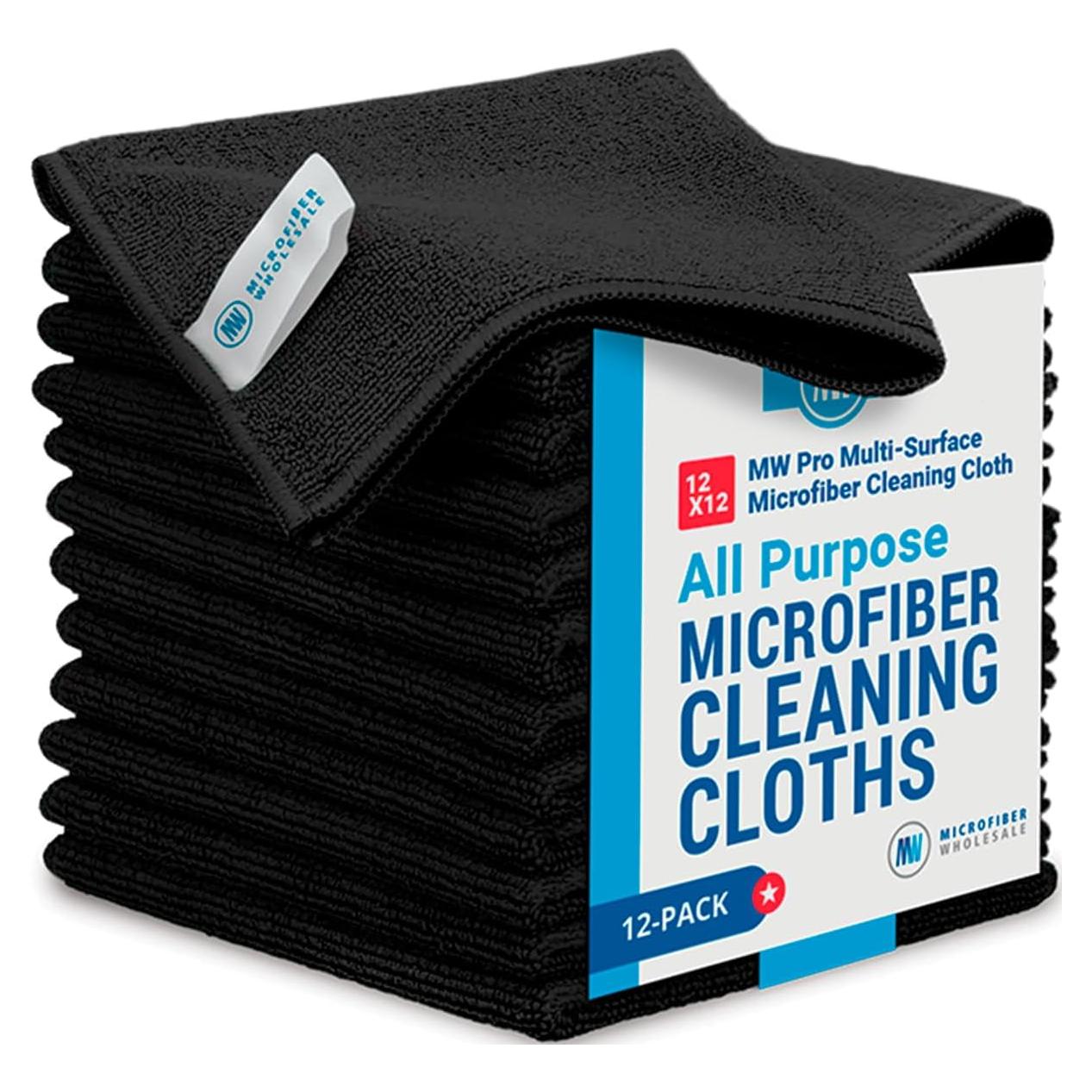 Paquete de 12 Paños de Microfibra Premium Microfiber Wholesale - Negro