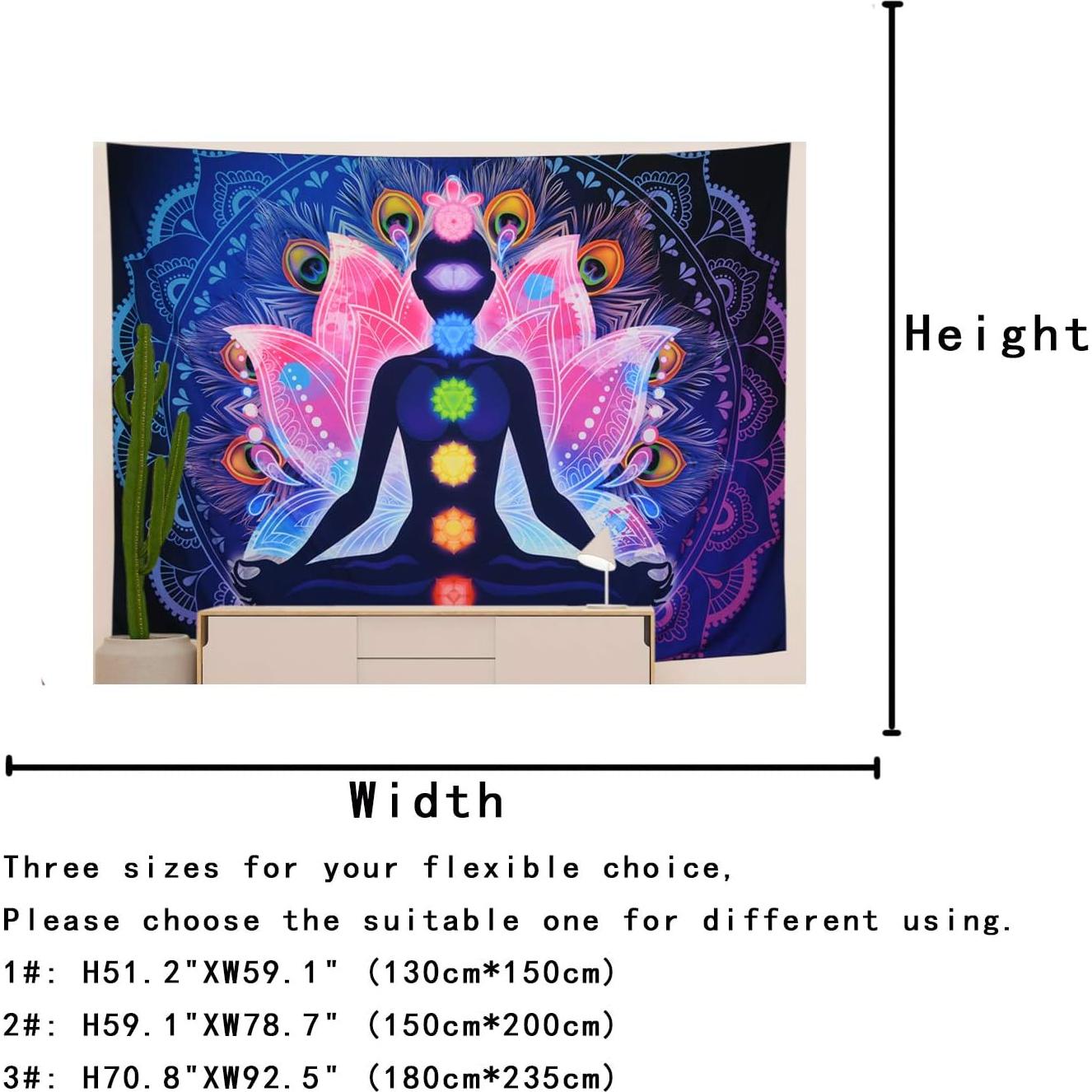 Tapiz de Pared Maccyafst 130x150cm Chakra Mandala Colorido