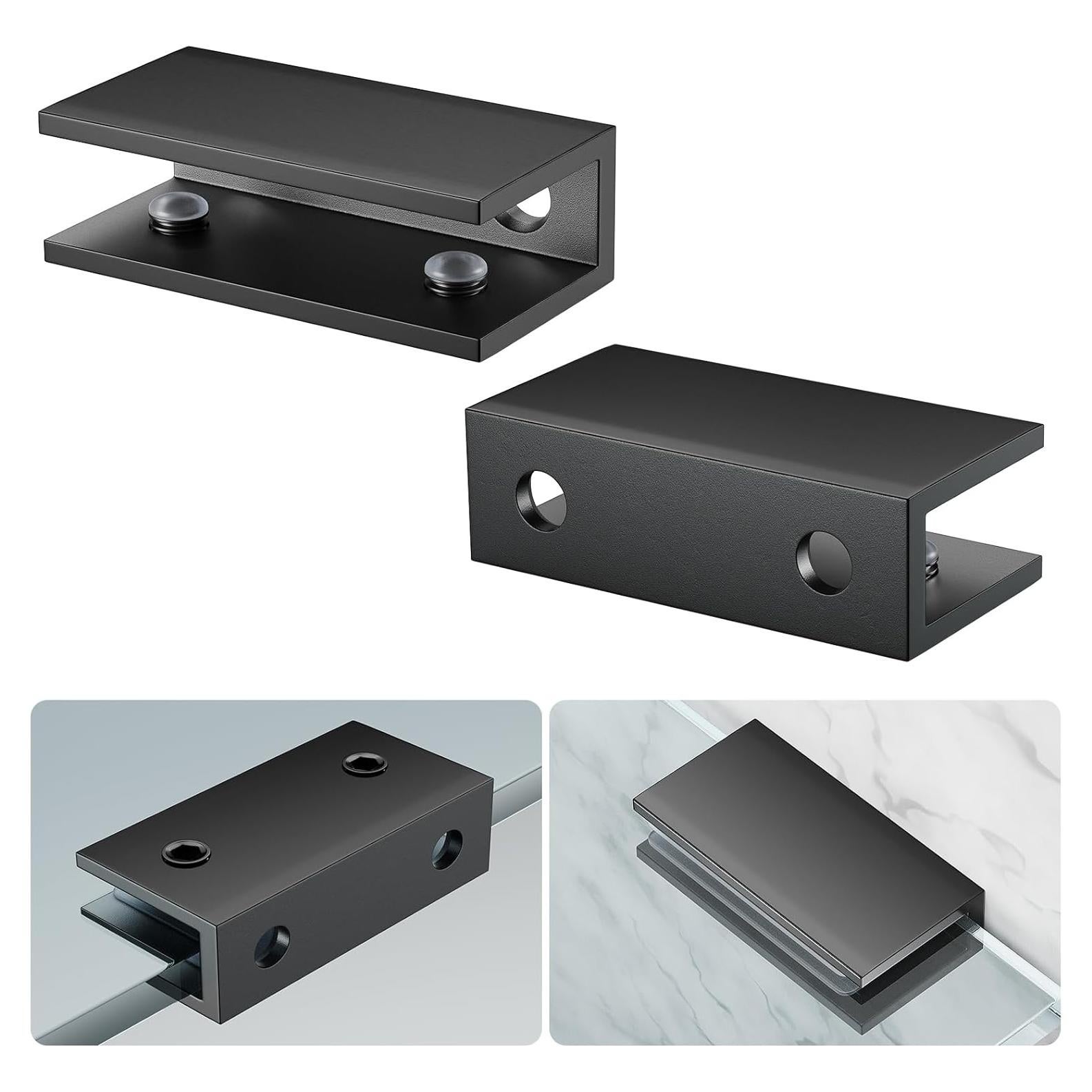 Soportes de Cristal Sin Marco Ranbo 2 Pcs Negro Mate 6.35-12.7mm