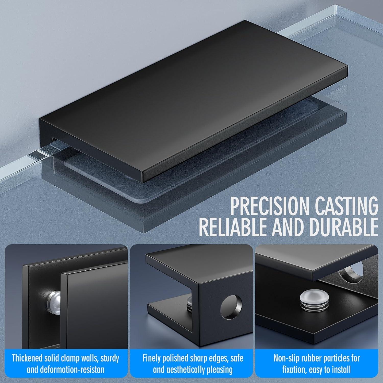 Soportes de Cristal Sin Marco Ranbo 2 Pcs Negro Mate 6.35-12.7mm