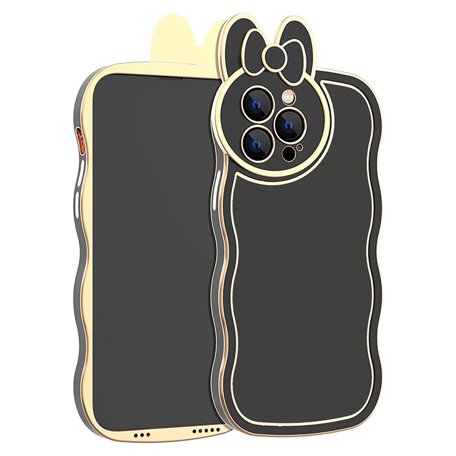 Funda de Plating Losin para iPhone 14 Pro Max - Cartoon 3D Negra