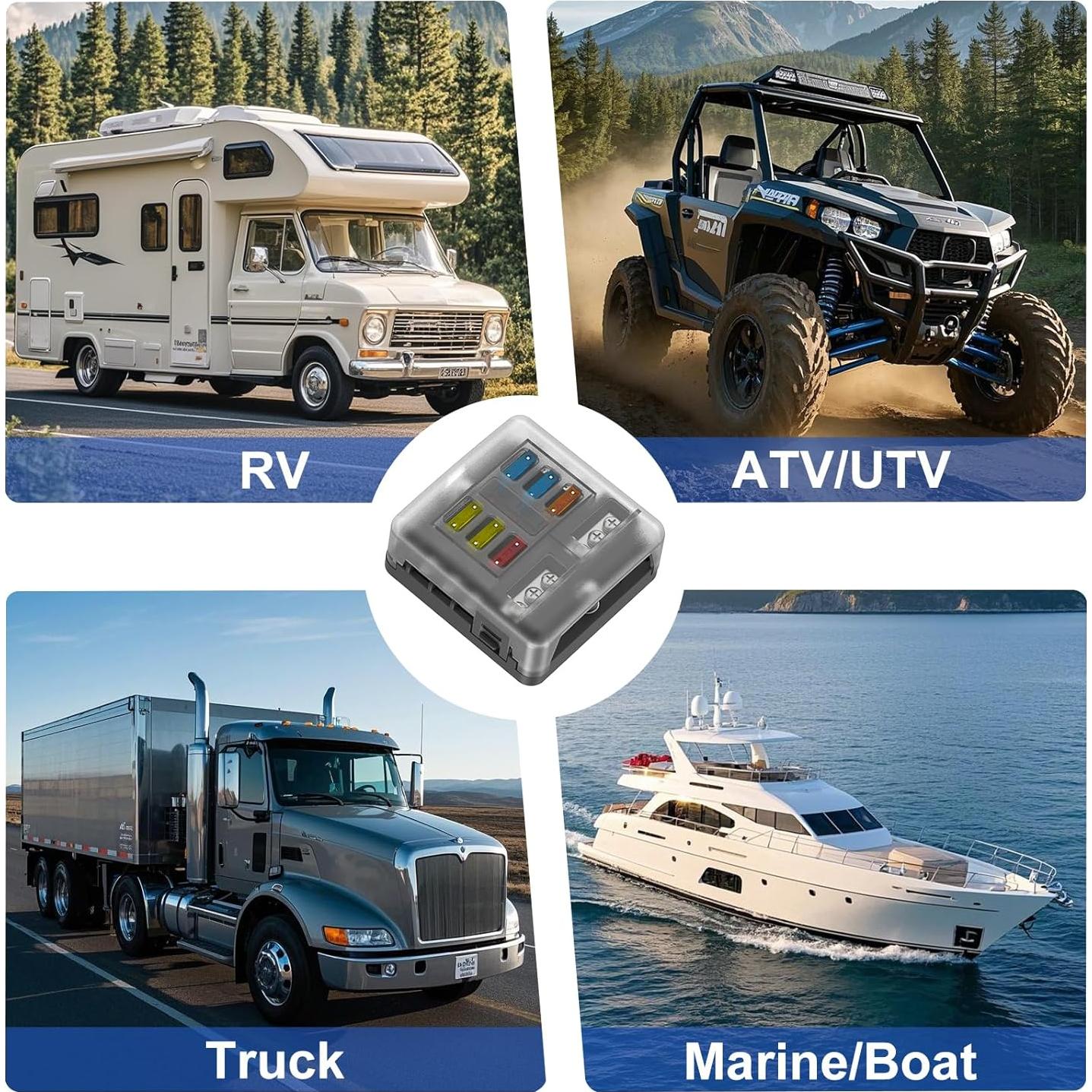 Caja de Fusibles 6 Vías UCkasayfy 12V/24V DC con LED
