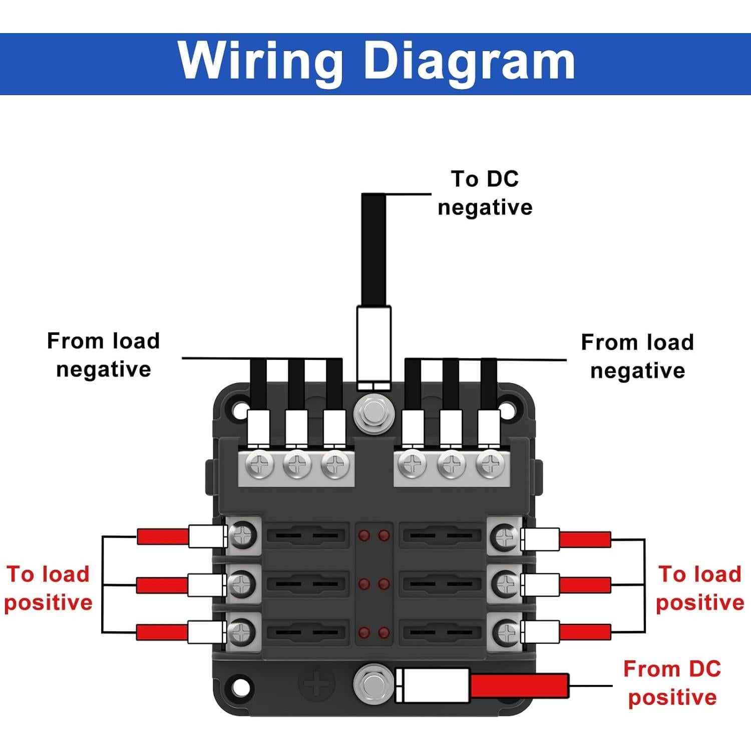 Caja de Fusibles 6 Vías UCkasayfy 12V/24V DC con LED