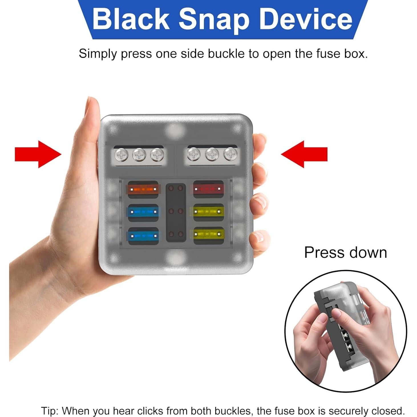 Caja de Fusibles 6 Vías UCkasayfy 12V/24V DC con LED