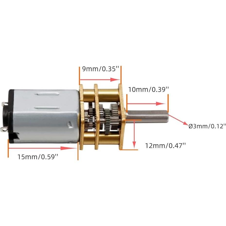 Motor Eléctrico DC 12V 800RPM CHANCS N20 Eje 10mm 2PCS