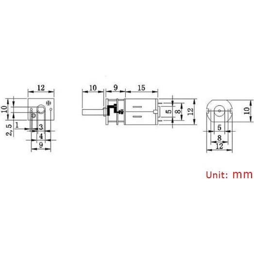 Motor Eléctrico DC 12V 800RPM CHANCS N20 Eje 10mm 2PCS
