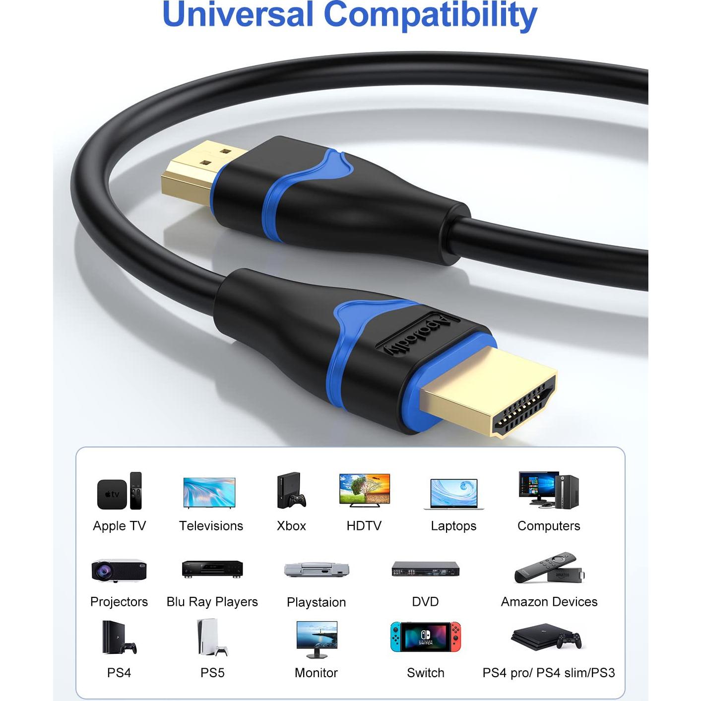 Cable HDMI corto 15 cm ApoJodly 4K 60Hz alta velocidad