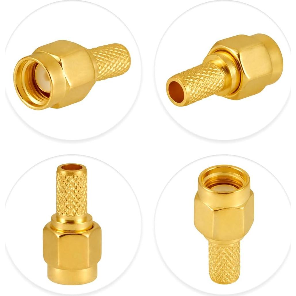 10 Conectores SMA Macho Crimp POBADY para RG58 RG400 50 Ohm