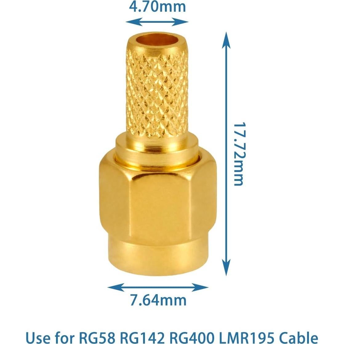 10 Conectores SMA Macho Crimp POBADY para RG58 RG400 50 Ohm