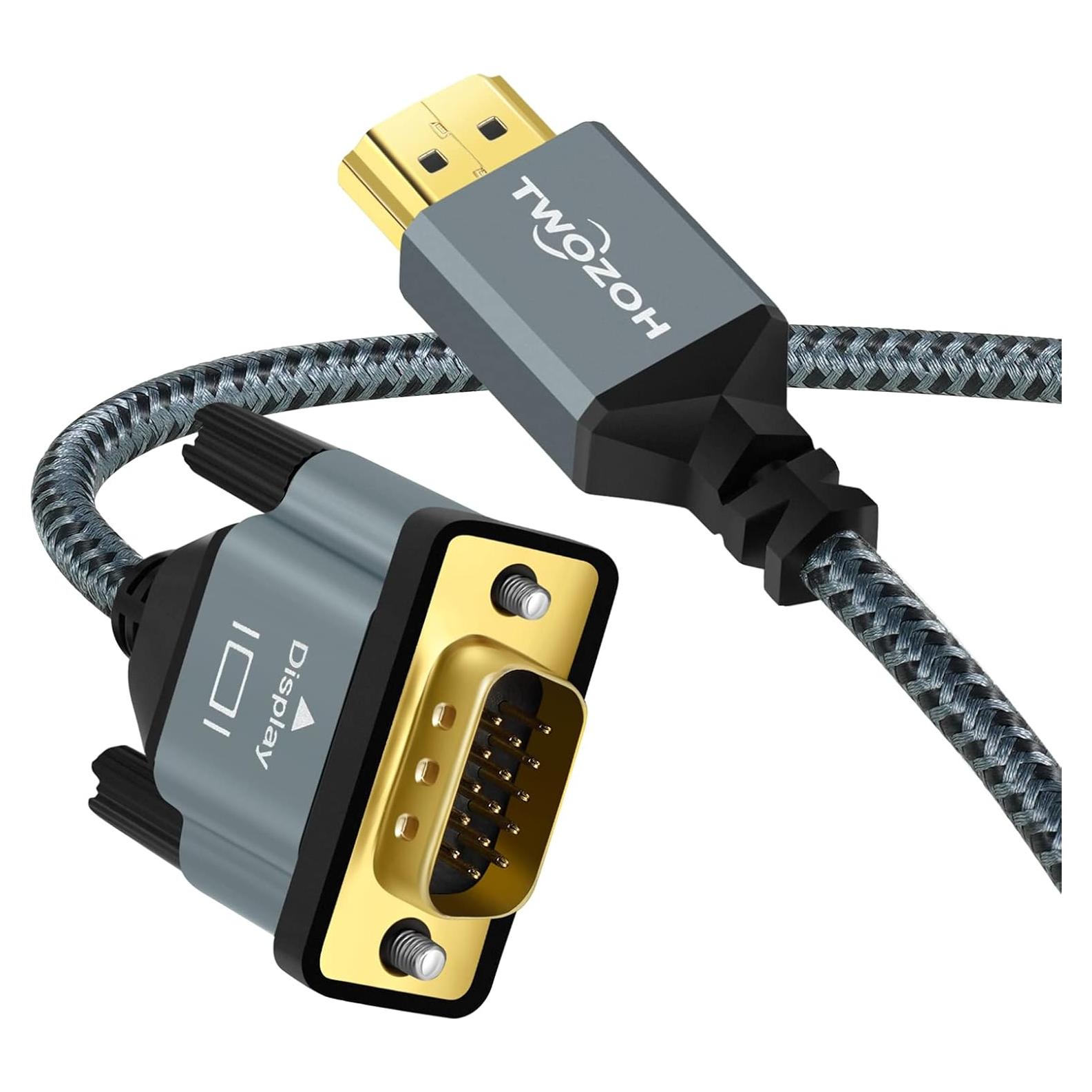 Cable HDMI a VGA Twozoh 1.0M 1080P Chapado en Oro