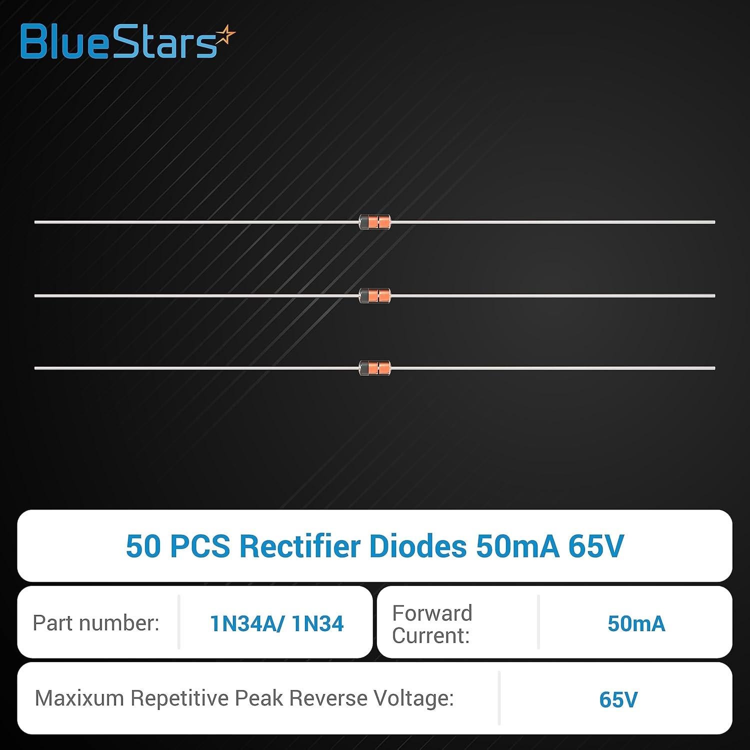 Diodo Schottky BlueStars 1N34A 50mA 65V 50 Pcs Axial