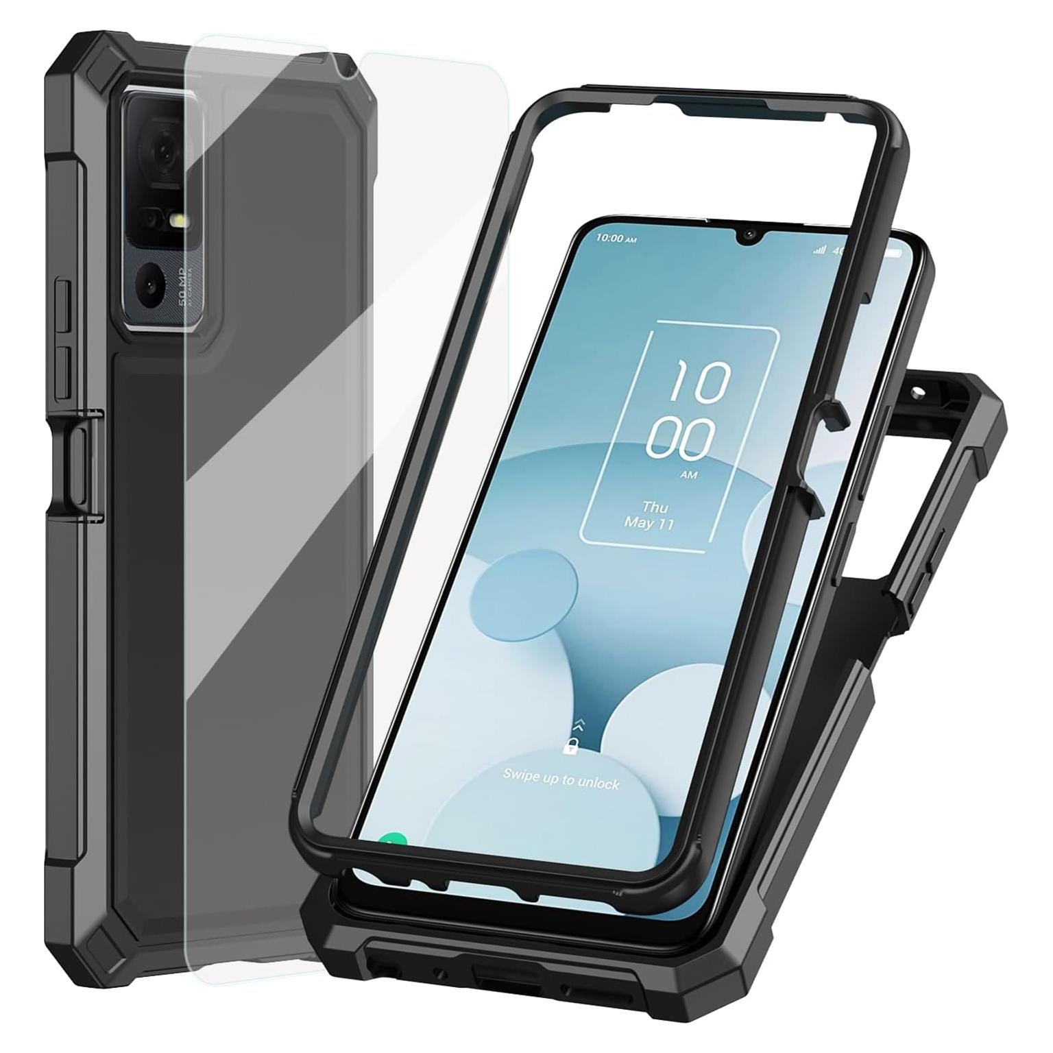 Funda Doble Capa Ailiber para TCL 40T/Jitterbug 4 - Negro