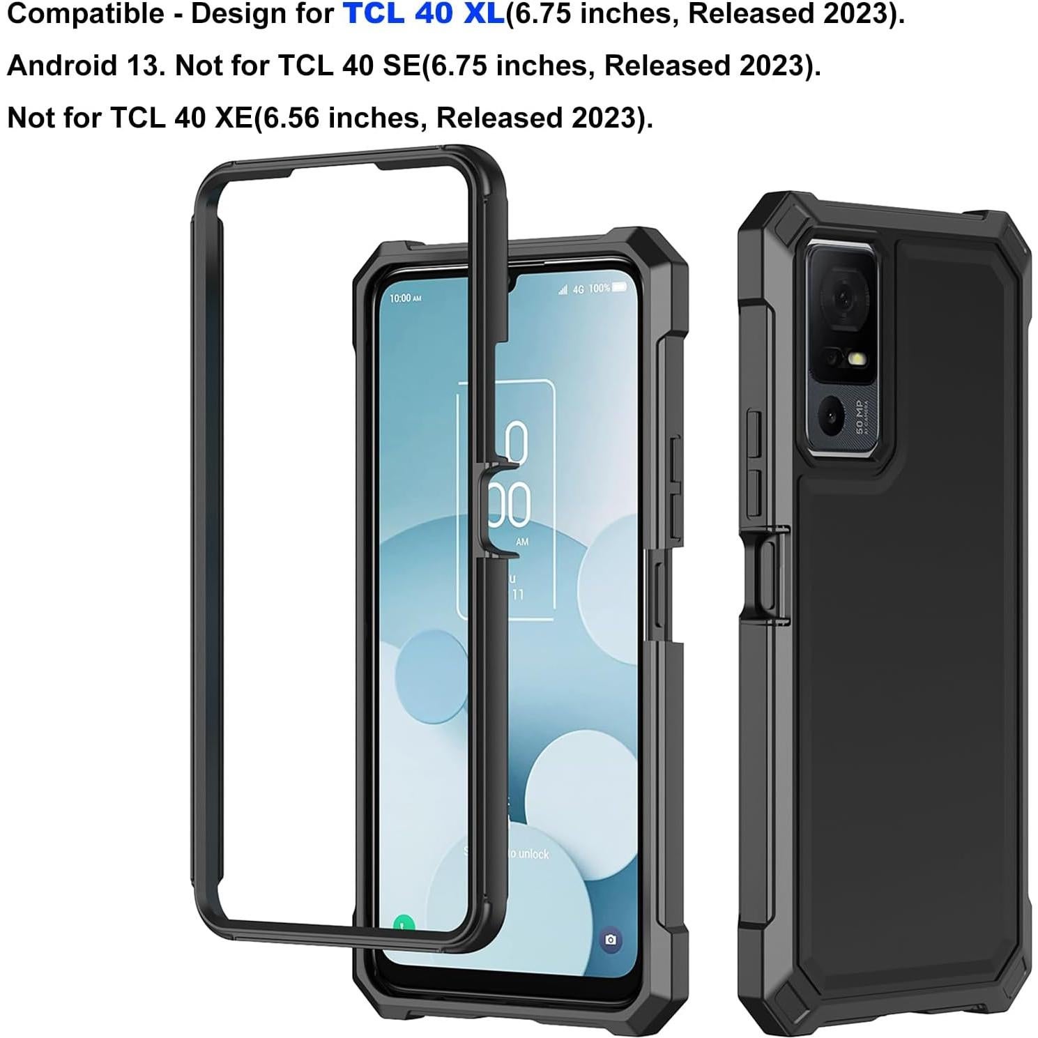 Funda Doble Capa Ailiber para TCL 40T/Jitterbug 4 - Negro