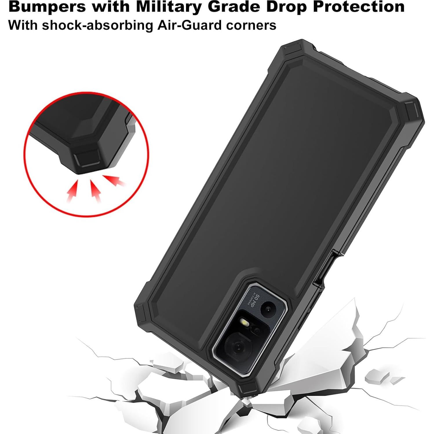 Funda Doble Capa Ailiber para TCL 40T/Jitterbug 4 - Negro