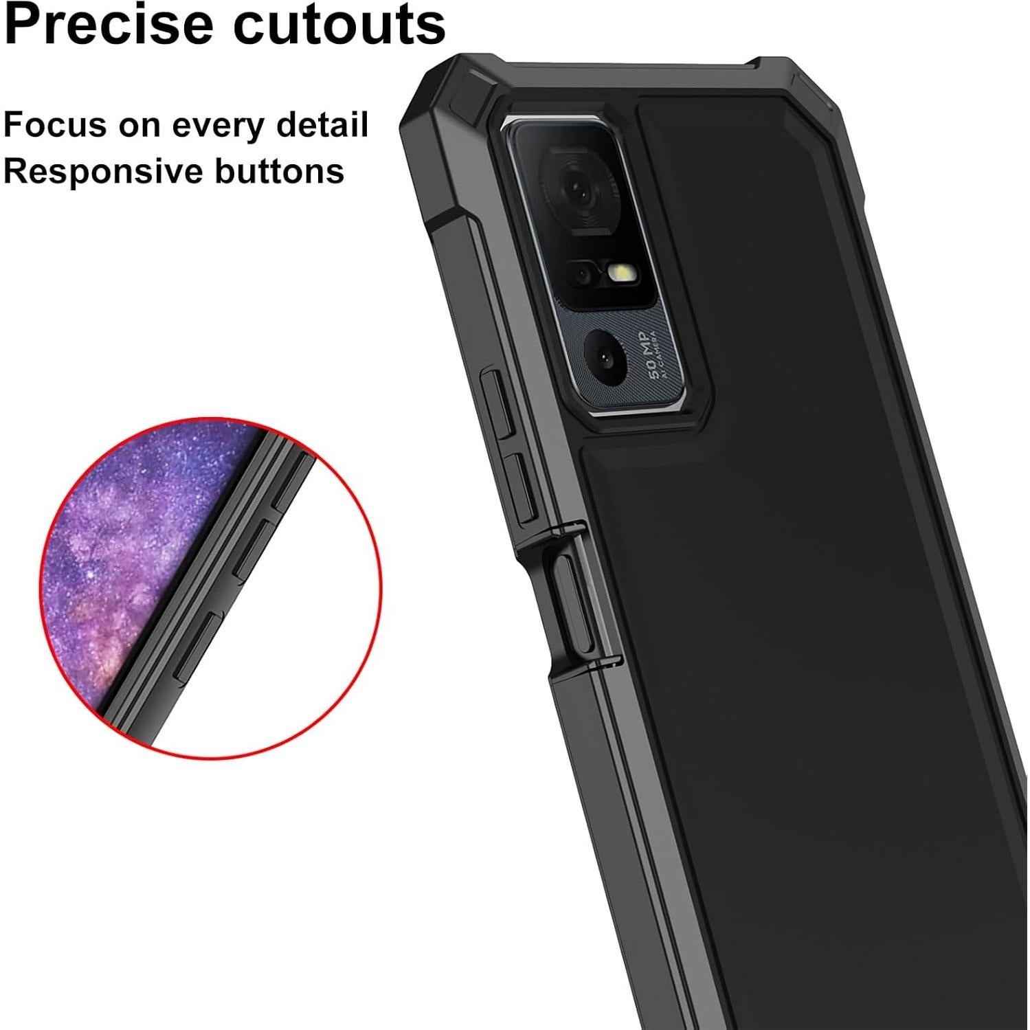 Funda Doble Capa Ailiber para TCL 40T/Jitterbug 4 - Negro