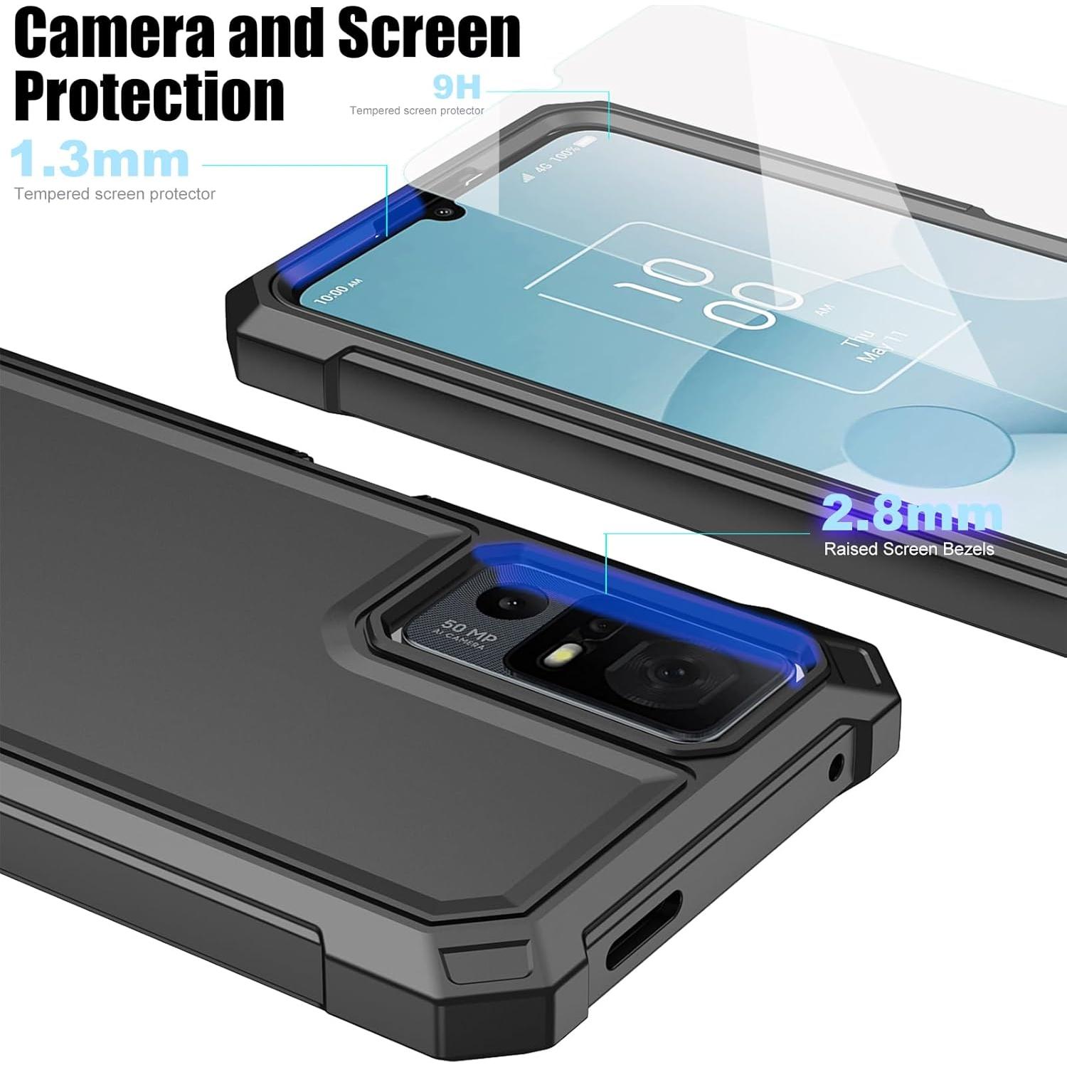 Funda Doble Capa Ailiber para TCL 40T/Jitterbug 4 - Negro