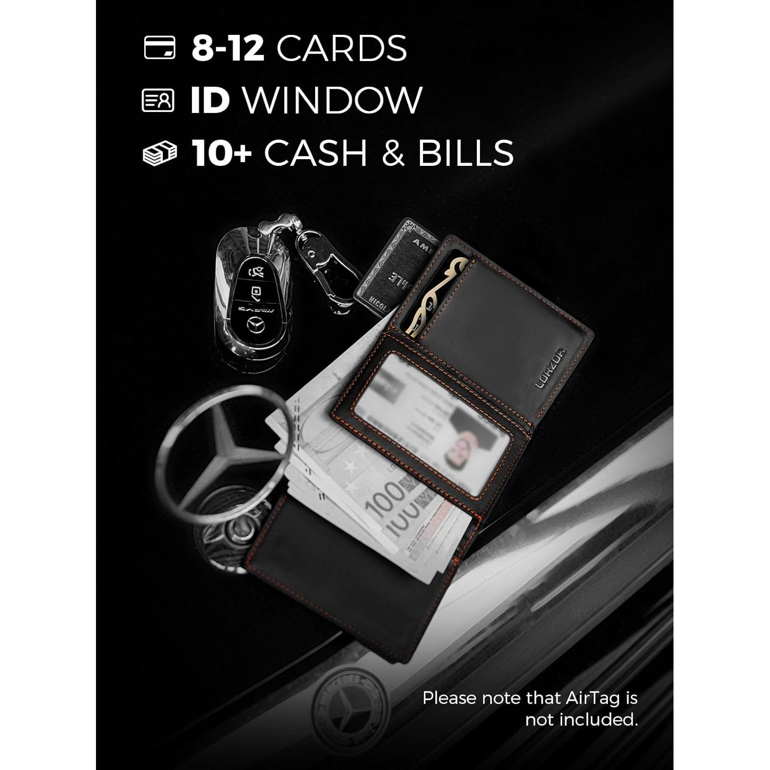 Billetera LORZOR Minimalista para Hombres con Bloqueo RFID