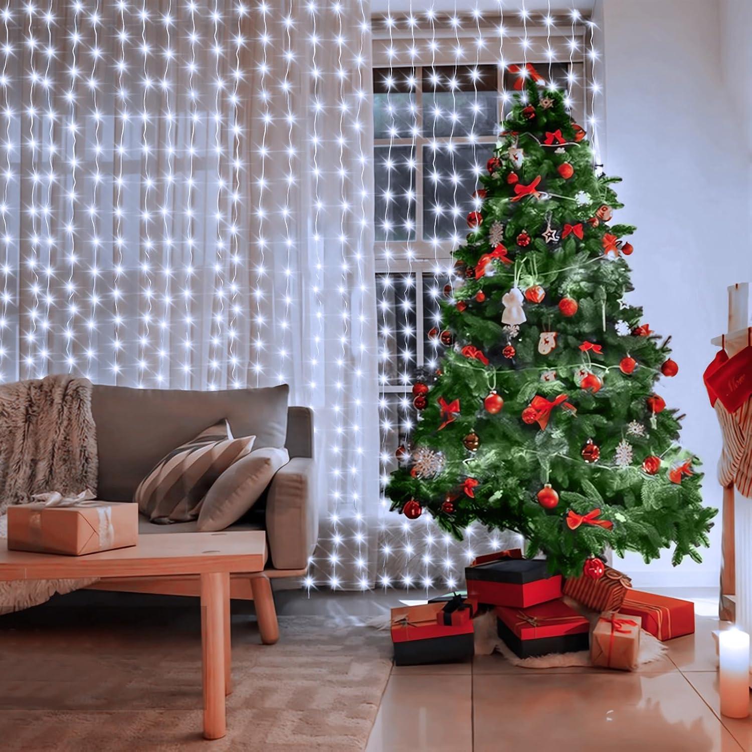 Luces de Cortina LED Echosari 300 Bombillas USB 3m x 3m Blanco Frío