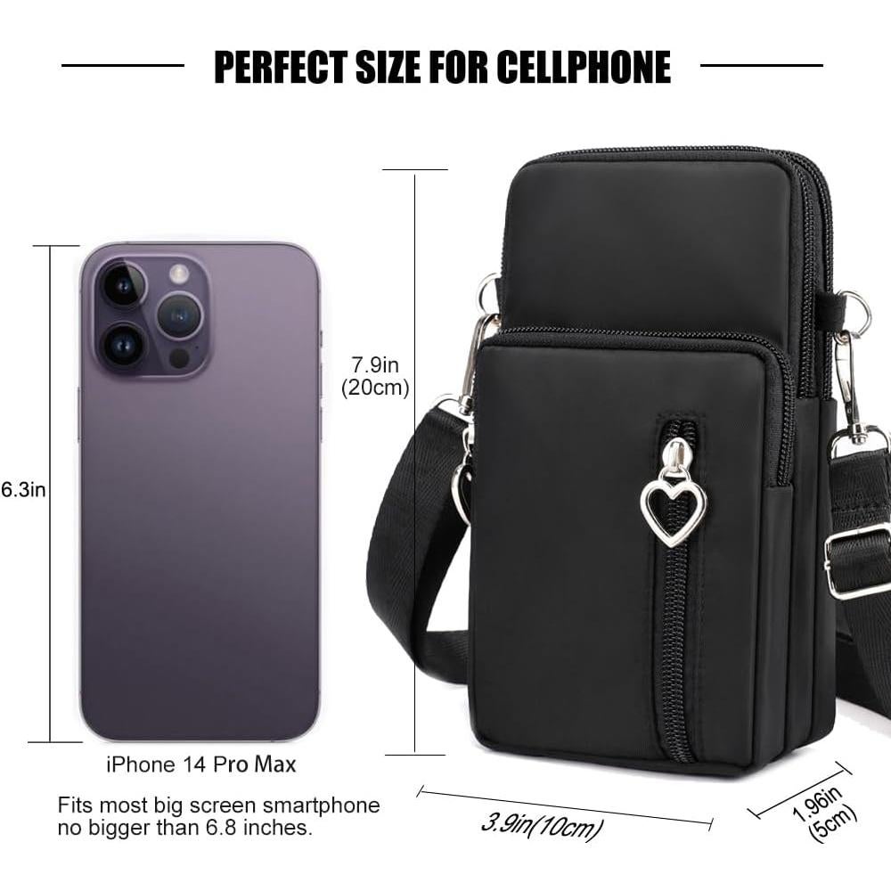 Bolso Cruzado Pequeño para Mujer - Nylon Resistente Negro