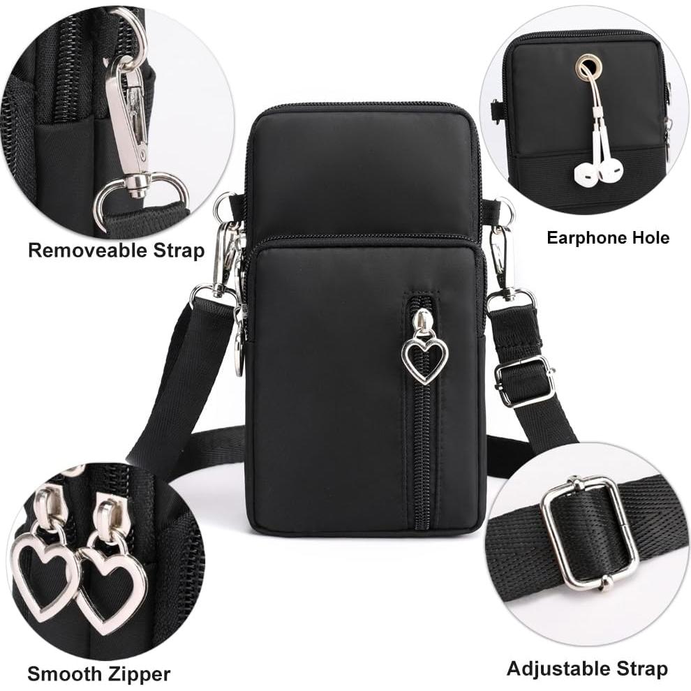 Bolso Cruzado Pequeño para Mujer - Nylon Resistente Negro