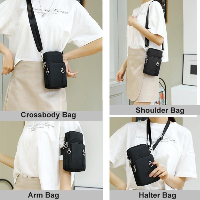 Bolso Cruzado Pequeño para Mujer - Nylon Resistente Negro