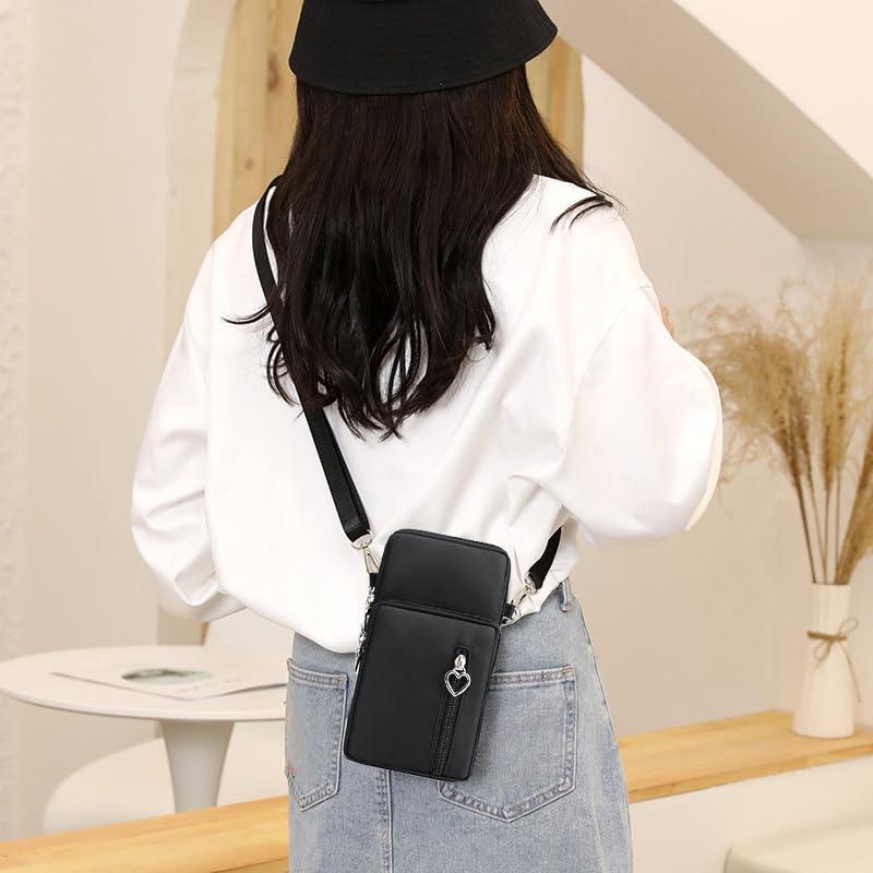 Bolso Cruzado Pequeño para Mujer - Nylon Resistente Negro