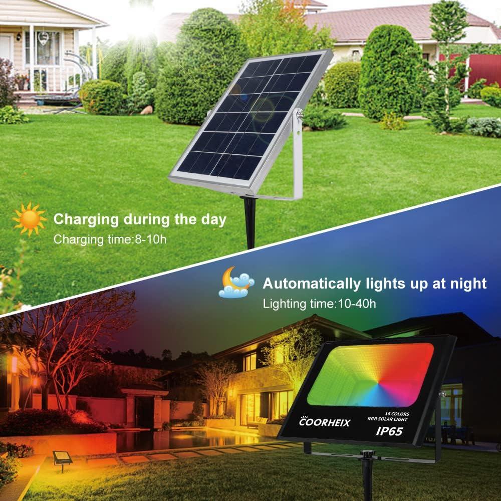 Luces de Inundación Solar RGBW XIEGAO 40W IP65 para Exteriores