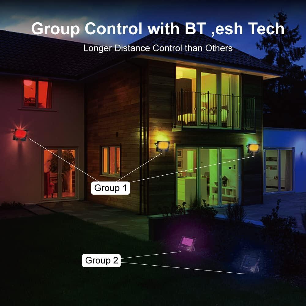 Luces de Inundación Solar RGBW XIEGAO 40W IP65 para Exteriores