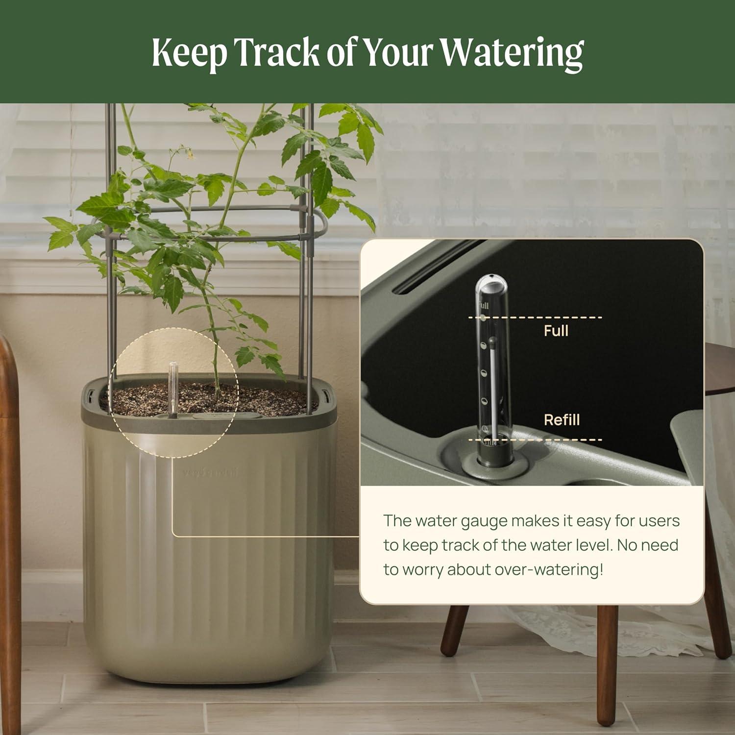 Maceta Autorriego Vego Garden 38.1 cm Blanco Crema para Interior