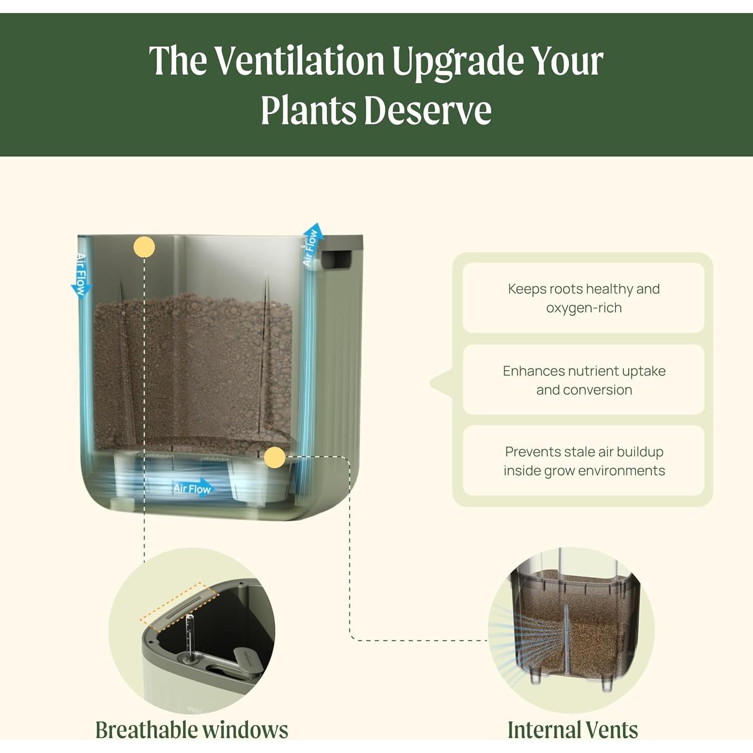 Maceta Autorriego Vego Garden 38.1 cm Blanco Crema para Interior