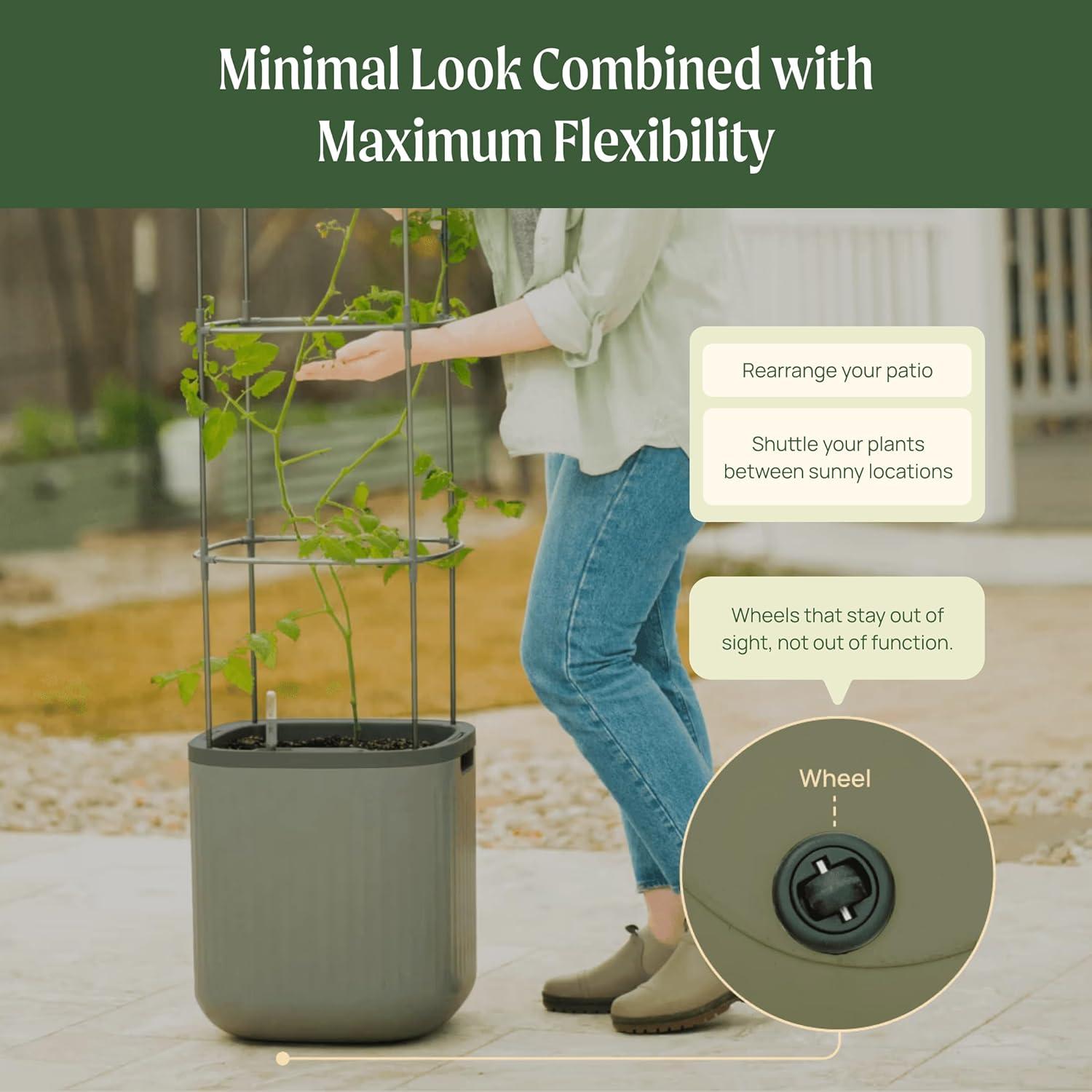 Maceta Autorriego Vego Garden 38.1 cm Blanco Crema para Interior