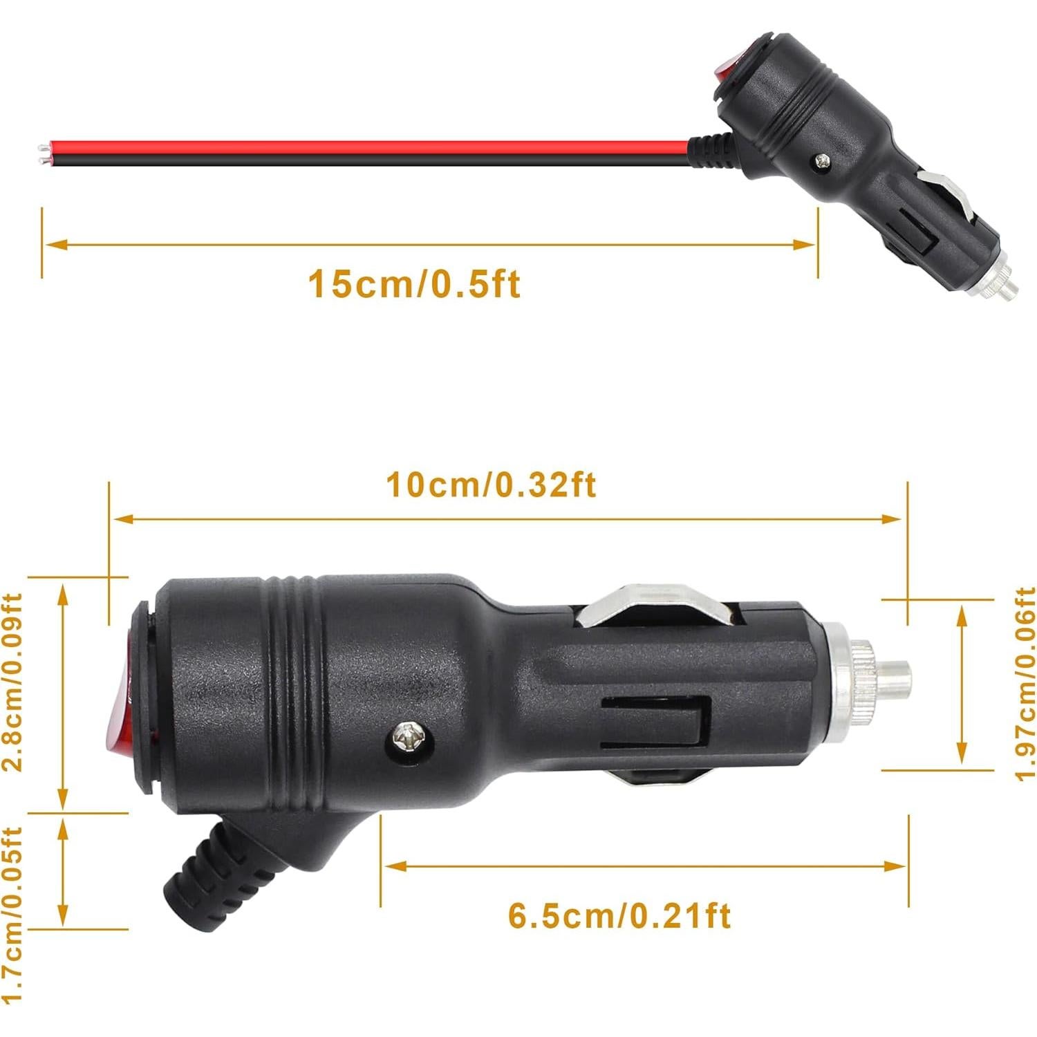 Enchufe de encendedor de cigarrillos 12V Xilaghy con interruptor y fusible
