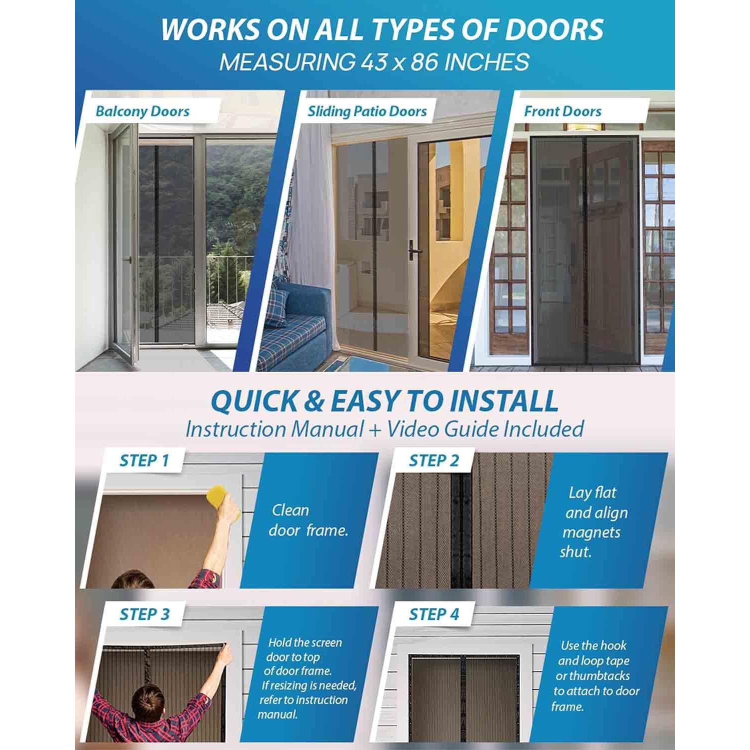 Malla de Puerta Magnética BAITHNA 109x218 cm Resistente