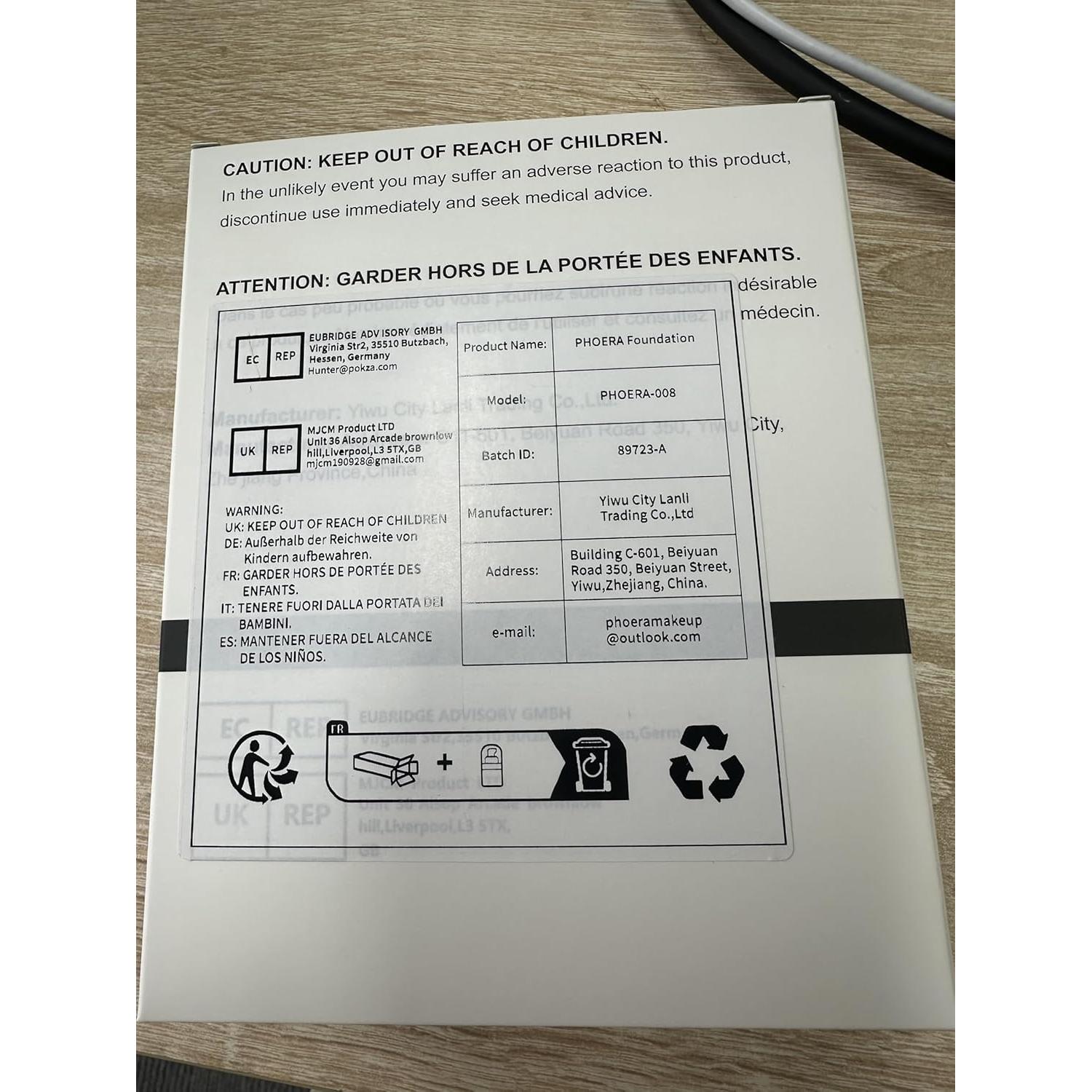 Base de Maquillaje PHOERA 2024 Cobertura Completa 28g