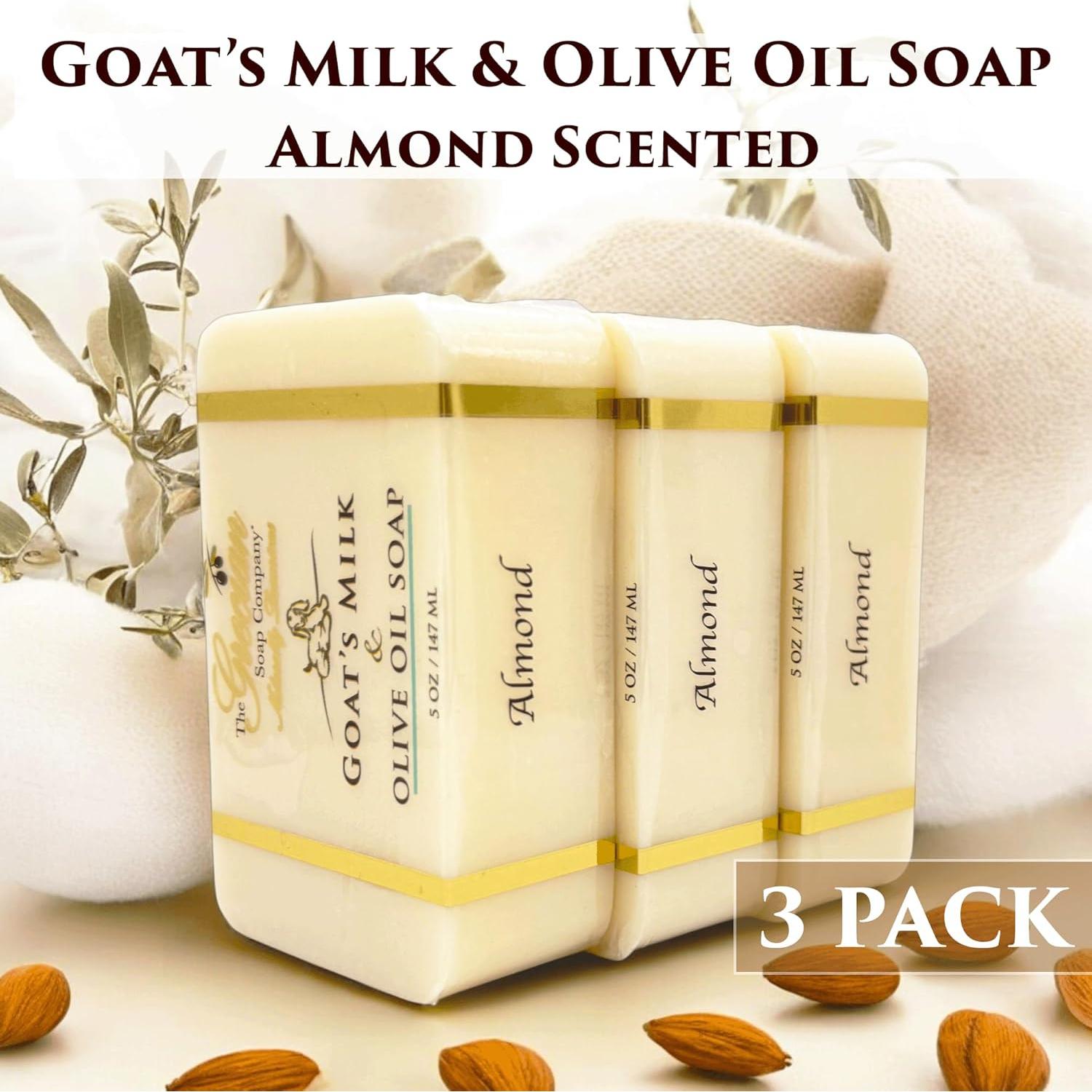 Jabón Natural de Leche de Cabra y Aceite de Oliva - 3 Piezas Aroma Almendra