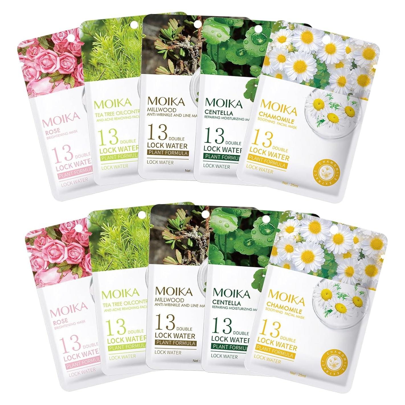 Mascarillas Faciales Hidratantes MOND'SUB 10 Piezas - Todo Tipo de Piel