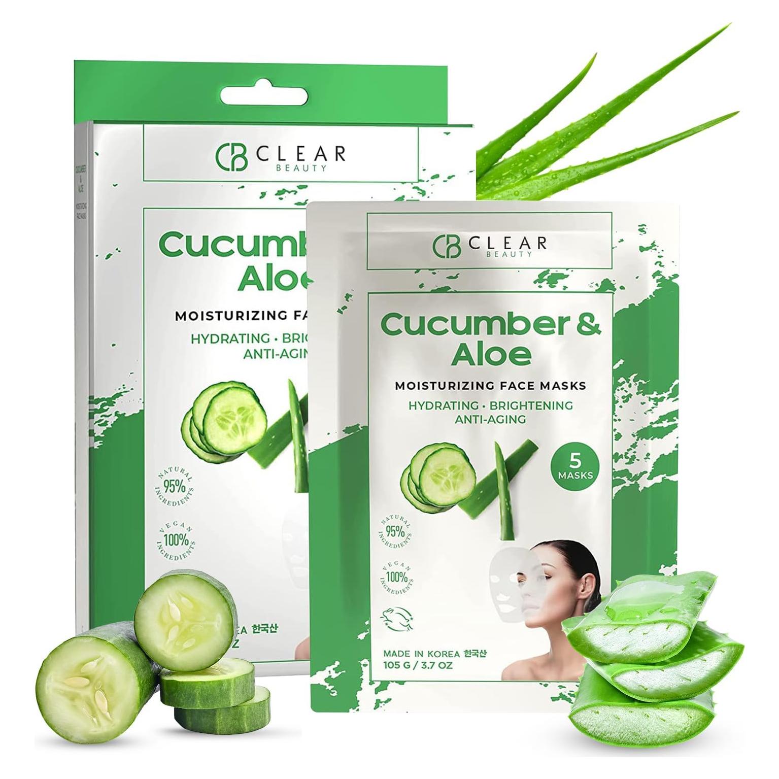 Mascarilla Facial Hidratante Klar & Co Pepino y Aloe 1 Unidad