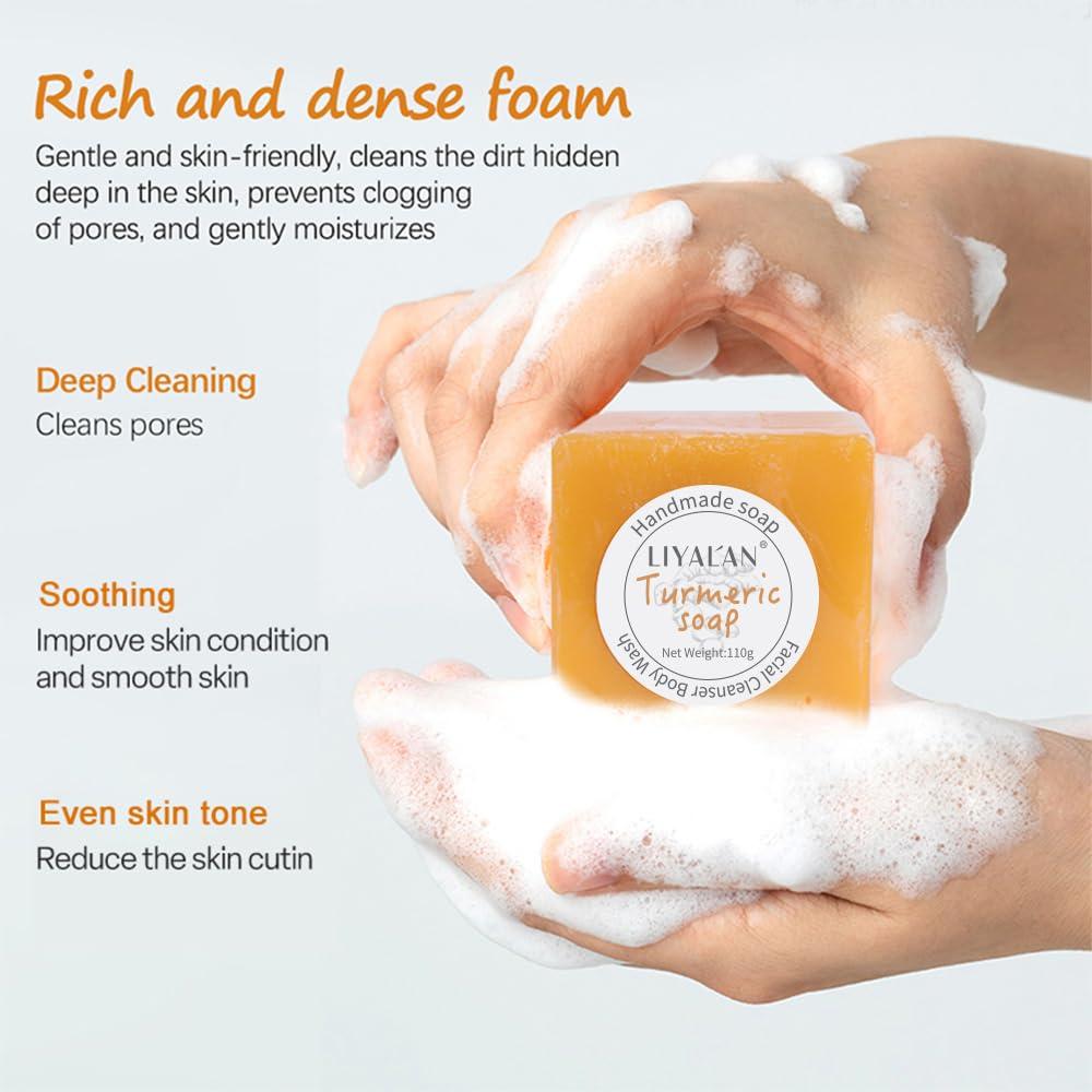 Jabón de Cúrcuma LIYALAN 109.6g - Natural Vegano para Piel